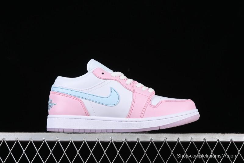 Nike Air Jordan 1 Low "White/Pink Foam/Glacier Blue" Casual Sneakers - HM3706-141