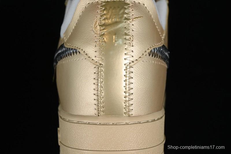 Off-White x Nike Air Force 1 '07 Low "Metal Gold" Casual Sneakers - DX1419-900