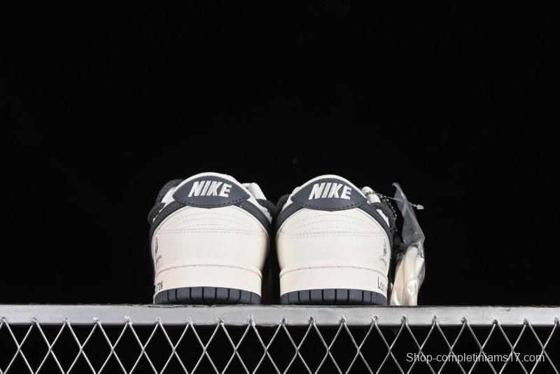 Nike SB Dunk Low LV Collaboration - Straps Lamborghini Off White Dark Grey Swoosh Anniversary High-End Custom Low-Top Casual Sneakers - SJ2068-262