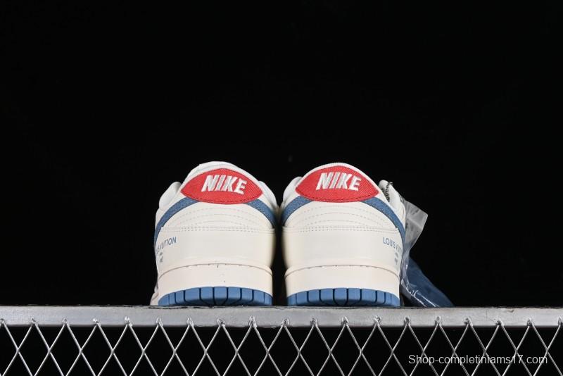 Nike SB Dunk Low LV Collaboration - Beige Blue Chanel Style Anniversary High-End Custom Low-Top Casual Sneakers - XX2025-323