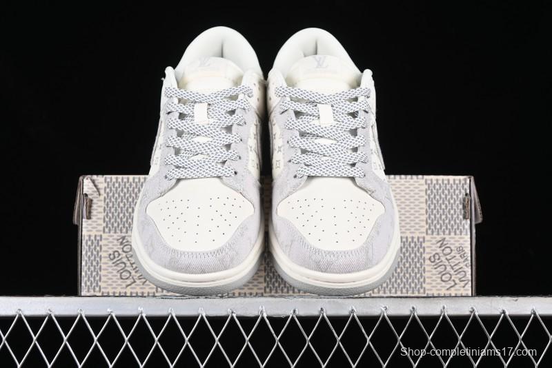 Nike SB Dunk Low LV Collaboration - Beige Denim Anniversary High-End Custom Low-Top Casual Skate Shoes - JH8310-947
