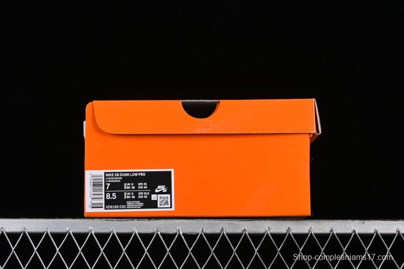 Nike SB Dunk Low LV Collaboration - Beige Brown Swoosh Anniversary High-End Custom Low-Top Casual Skate Shoes - XD6188-030