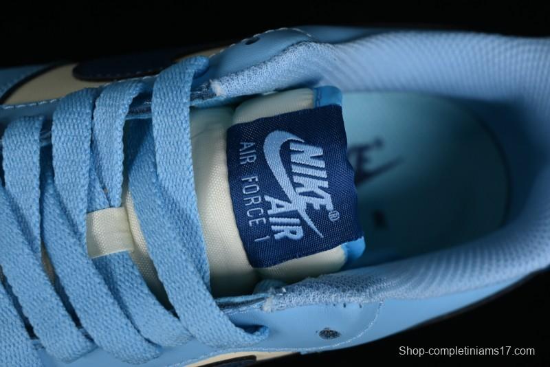 Nike Air Force 1 '07 Low White Blue Color Blocking Casual Sneakers - HF4837-407