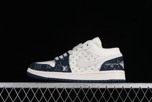 Nike Air Jordan 1 Low LV Collaboration - Light Blue Retro Casual Sneakers - SJ9950-003