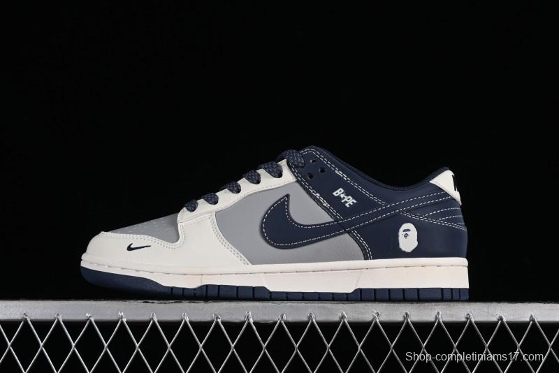 Nike SB Dunk Low BAPE Collaboration - Light Blue Grey Anniversary High-End Custom Low-Top Casual Skate Shoes - BB8969-001