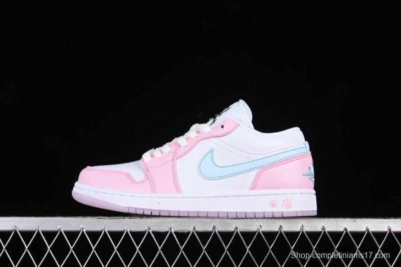 Nike Air Jordan 1 Low "White/Pink Foam/Glacier Blue" Casual Sneakers - HM3706-141