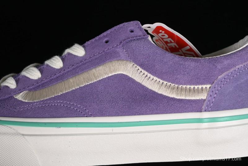 Vans Style 36 Low-Top Skate Shoes with Purple Embroidery - VN000CRPGRN