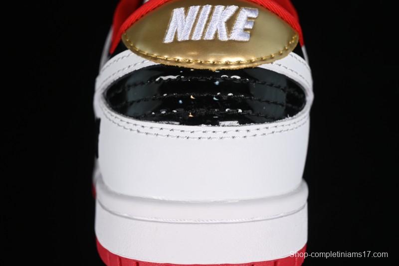 Nike SB Dunk Low UN Collaboration - White Black Patent Leather Anniversary Custom Low-Top Casual Skate Shoes - XB3802-349