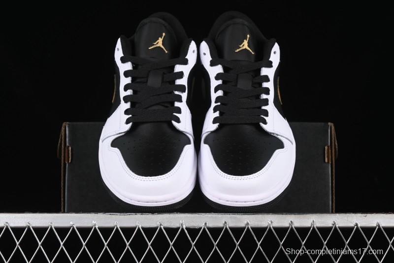 Nike Air Jordan 1 Low AJ1 Black White Gold Hook Basketball Shoes - 553558-172