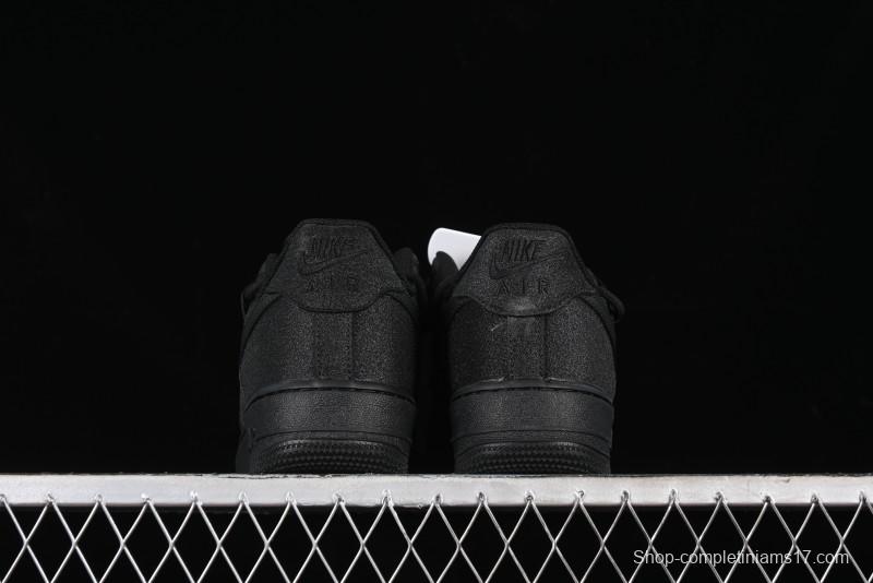Nike Air Force 1 '07 Low Cleanfit High Street Retro Style All Black Star-Studded Diamond Accents Lace-Up Low-Top Casual Sneakers - ZH0316-030