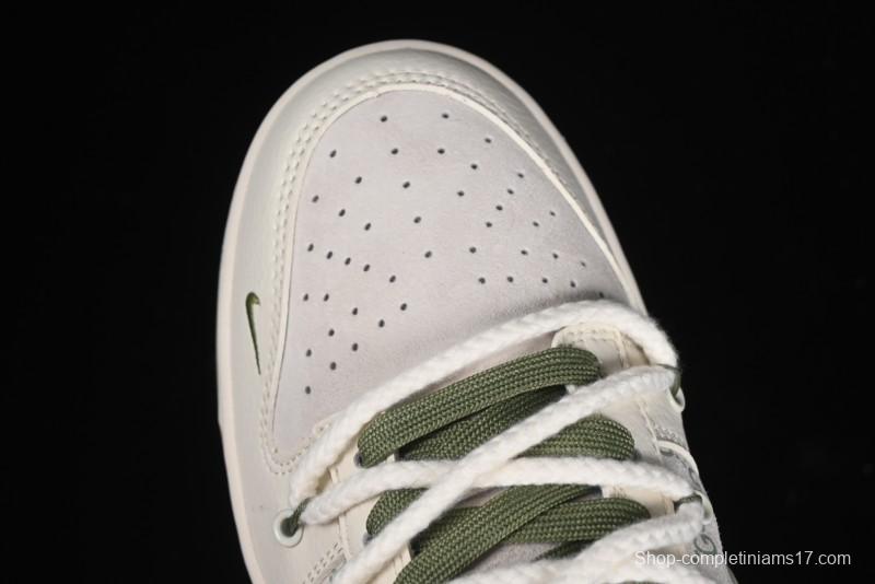 Nike SB Dunk Low Gucci Collaboration - Beige Green Floral Anniversary High-End Custom Low-Top Casual Skate Shoes - XX2025-918