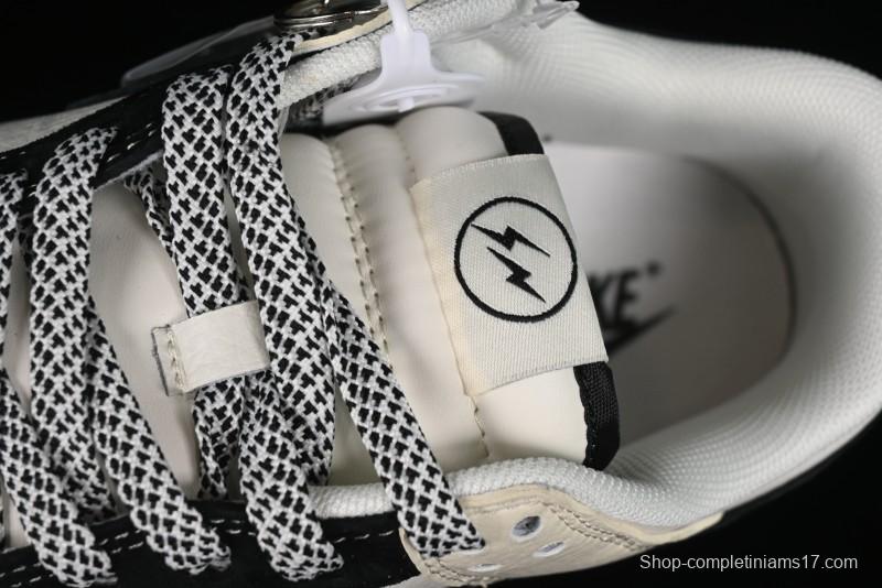 Nike SB Dunk Low Lightning Collaboration - Off White Black Double Swoosh Anniversary Custom Low-Top Casual Skate Shoes - XY1688-007