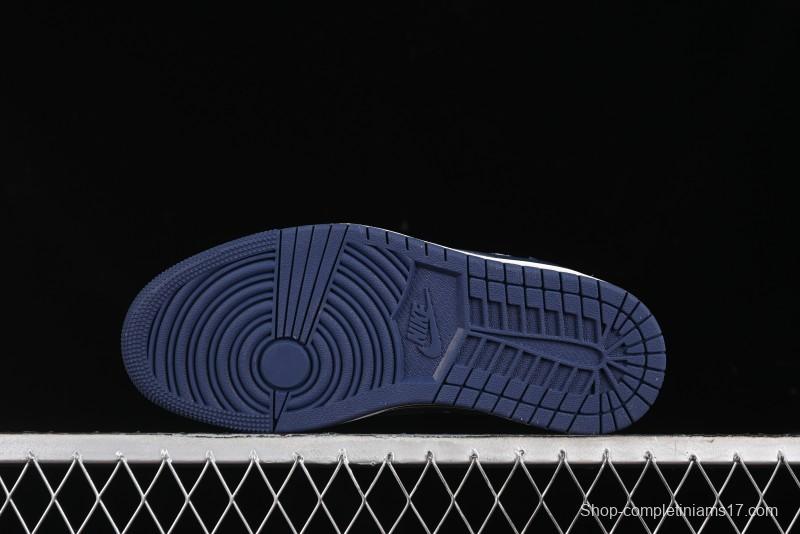 Nike Travis Scott x Fragment Design x Air Jordan 1 Low OG SP AJ1 Supreme Collaboration - Dark Blue Swoosh Low-Top Casual Sneakers - XZ2268-001