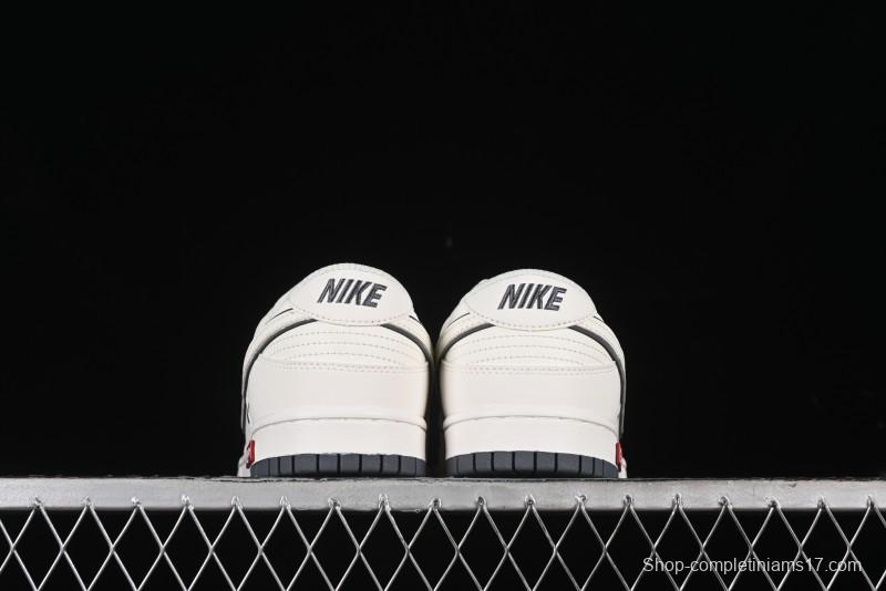 Nike SB Dunk Low Supreme Collaboration - Beige Grey Swoosh Anniversary Customized Low-Top Casual Skate Shoes - DJ2024-014