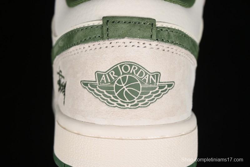 Nike Air Jordan 1 Low Stussy Collaboration Retro Basketball Shoes - DM5688-102
