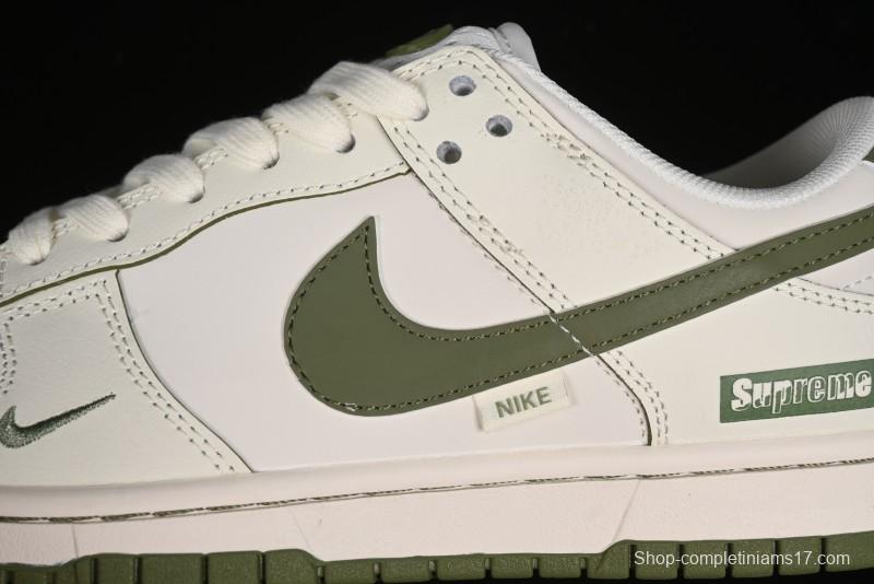 Nike SB Dunk Low Supreme Collaboration - Off White Dark Green Check Anniversary High-End Custom Low-Top Casual Skate Shoes - DQ1098-393