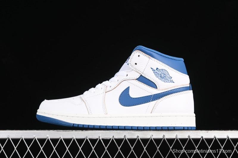 Nike Air Jordan 1 Mid Basketball Shoes Industrial Blue - FN5215-141