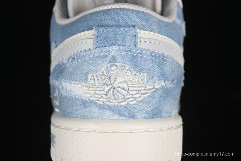 Nike Air Jordan 1 Low MLB Collaboration Retro Blue Denim Custom Basketball Shoes - DC2024-027