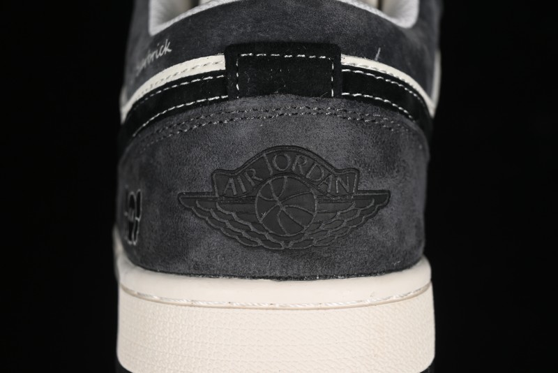 Nike Air Jordan 1 Low Retro Basketball Shoes - Black Velvet Pig Collaboration Custom Design - SJ9950-016