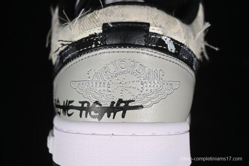 Nike Air Jordan 1 Low AJ1 Panda Prank Universe Exploration Custom Casual Sneakers - 553558-132