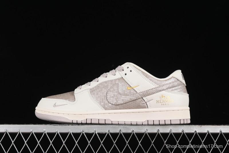 Nike SB Dunk Low Hermes Collaboration - Snake Print Brown Swoosh Low Top Casual Skate Shoes - XD6188-040