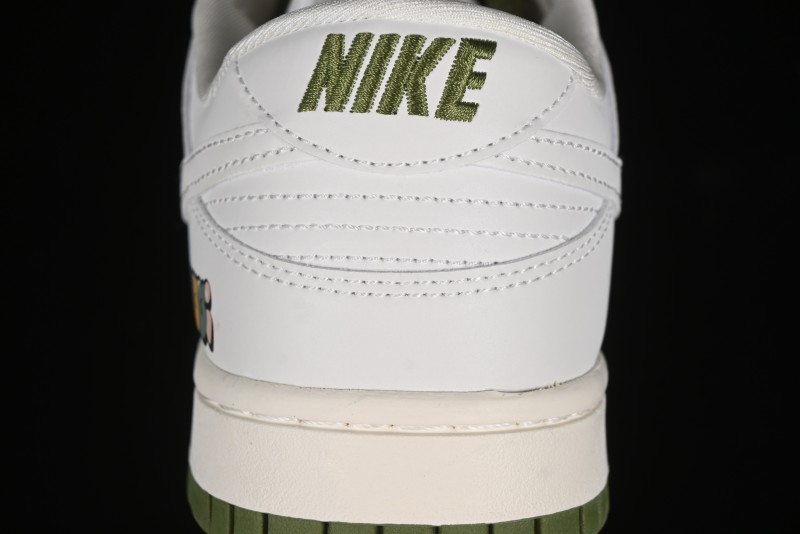 Nike SB Dunk Low Gucci Collaboration - Off White with Green Swoosh Anniversary High-End Custom Low-Top Casual Skate Shoes - KK1888-007