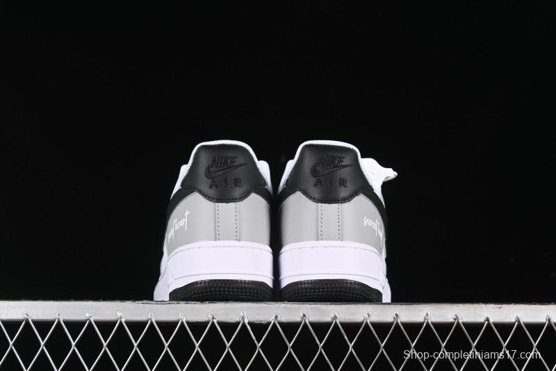 Nike Air Force 1 '07 Low White Grey Black Double Swoosh Casual Sneakers - DY8899-001