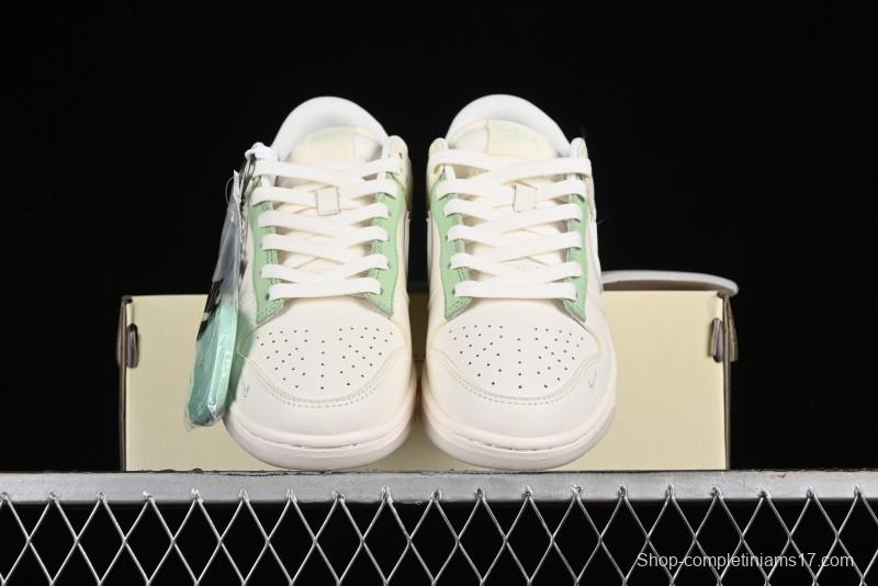 Nike SB Dunk Low Stussy Collaboration - Cream Apple Green Anniversary Custom Low-Top Casual Skate Shoes - XY1688-006