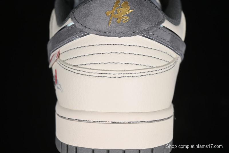 Nike SB Dunk Low Black Wukong Series - Light Gray Swoosh Anniversary Custom Low-Top Casual Skate Shoes - SJ1098-013