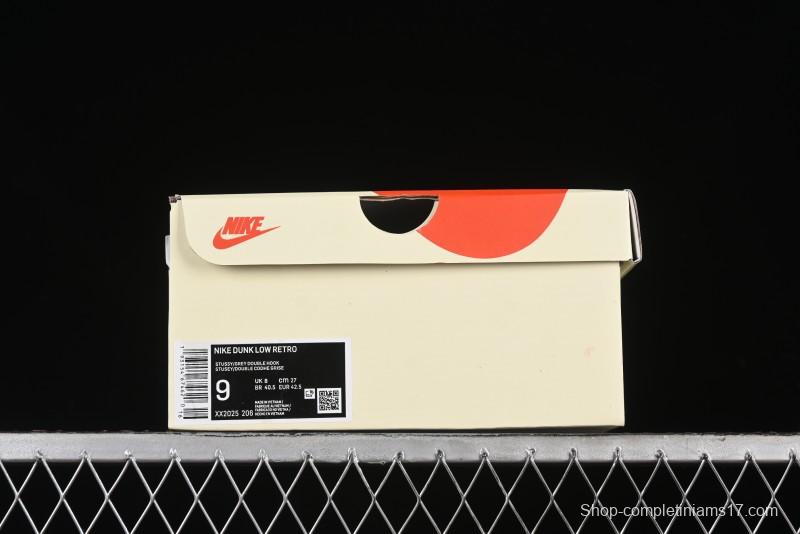 Nike SB Dunk Low Stussy Collaboration - White Grey Double Swoosh Anniversary High-End Custom Low-Top Casual Sneakers - XX2025-206