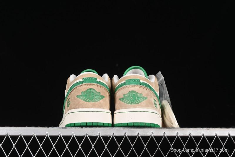 Nike Air Jordan 1 Low AJ1 Gucci Collaboration - Vintage Basketball Shoes in Sheepskin Green - WG8850-014