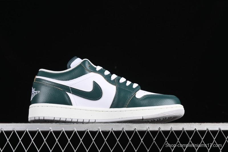 Nike Air Jordan 1 Low Retro Casual Sneakers in White Green - FQ7687-300