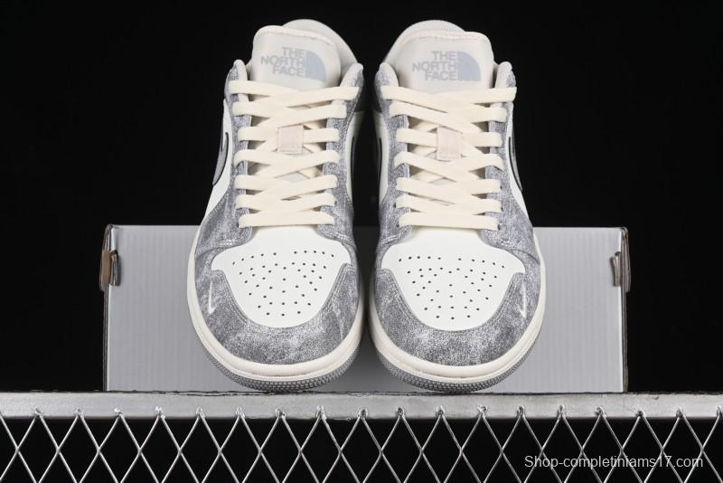 Nike Air Jordan 1 Low AJ1 The North Face Collaboration - Rock Gray High-End Custom Retro Basketball Shoes DC2024-023
