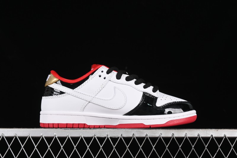 Nike SB Dunk Low UN Collaboration - White Black Patent Leather Anniversary Custom Low-Top Casual Skate Shoes - XB3802-349