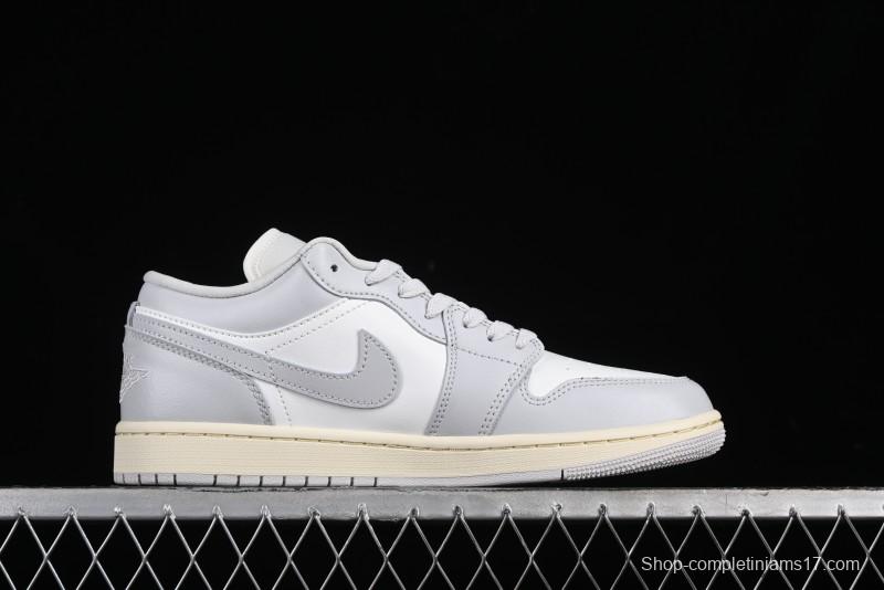 Nike Air Jordan 1 Low Casual Sneakers in White-Grey - FQ7687-300