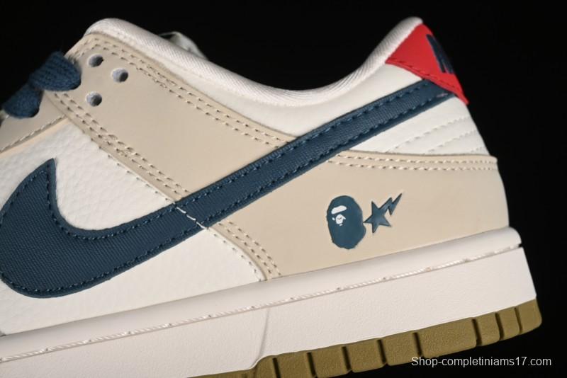Nike SB Dunk Low Bape Collaboration - Beige Blue Anniversary Custom Low-Top Casual Sneakers CF3688-011
