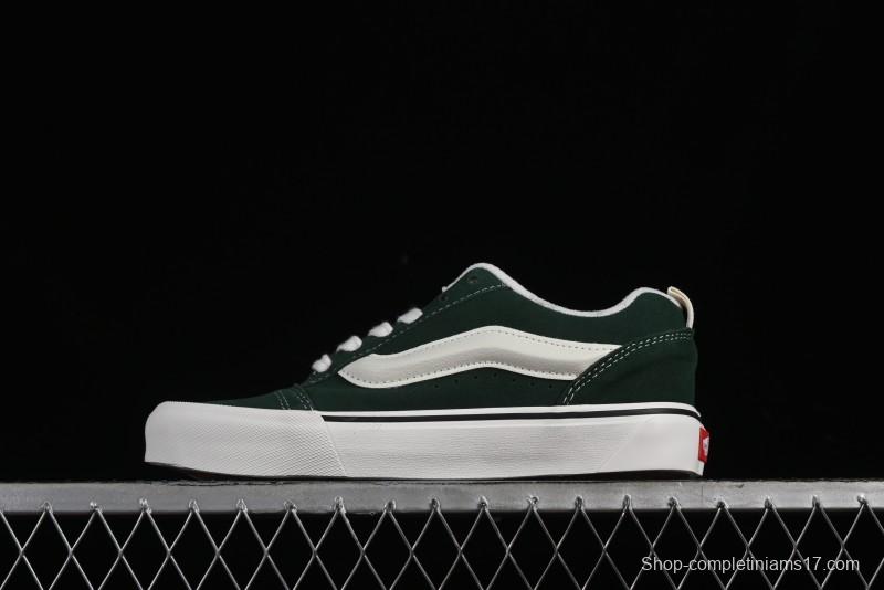 Vans Knu-Skool High Street American Retro Canvas Skate Shoes in Black Green - VN000CSQW3Z