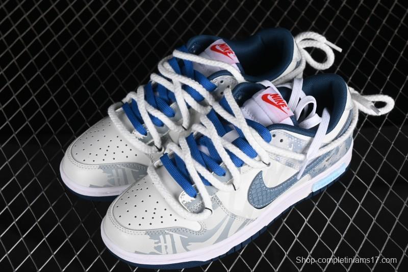 Nike Dunk Low Panda Prank Wave Rider - Silver Blue Shark Low Top Casual Sneakers - DD1391-400