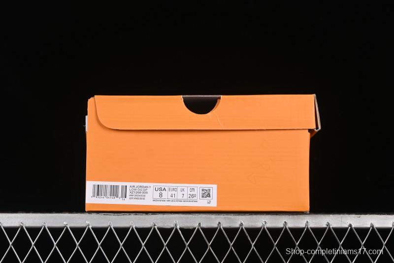 Nike Travis Scott x Fragment Design x Air Jordan 1 Low OG SP AJ1 LV Collaboration - Grey Green Pigskin Low Top Casual Sneakers - XZ1268-005