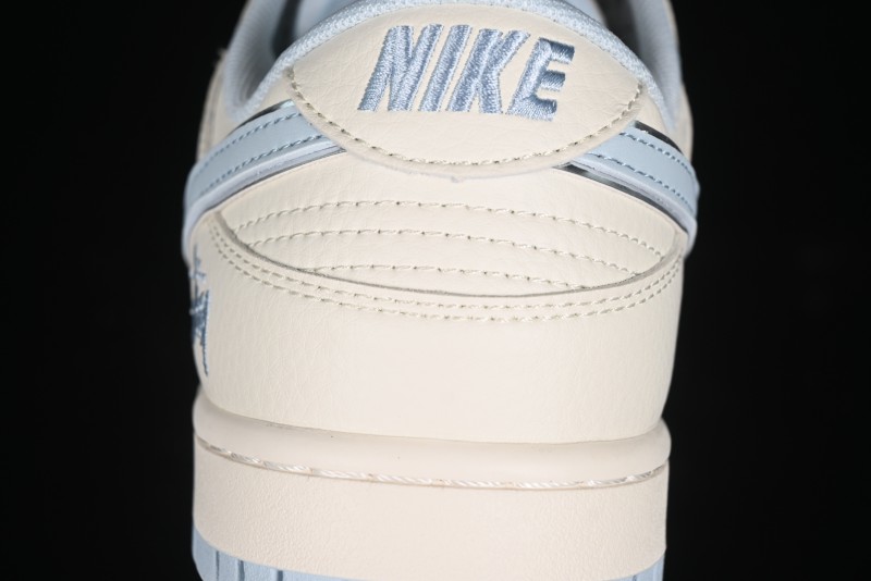 Nike SB Dunk Low Stussy Collaboration - Double Swoosh Ice Blue Anniversary Custom Low-Top Casual Skate Shoes - XX2026-101