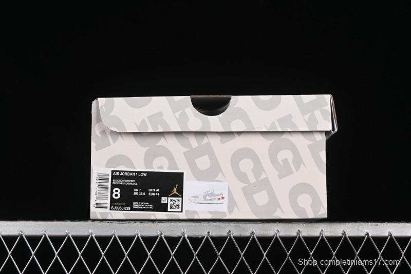 Nike Air Jordan 1 Low AJ1 The North Face Collaboration - Off White Grey Silver Trim Retro Basketball Shoes - SJ9950-039