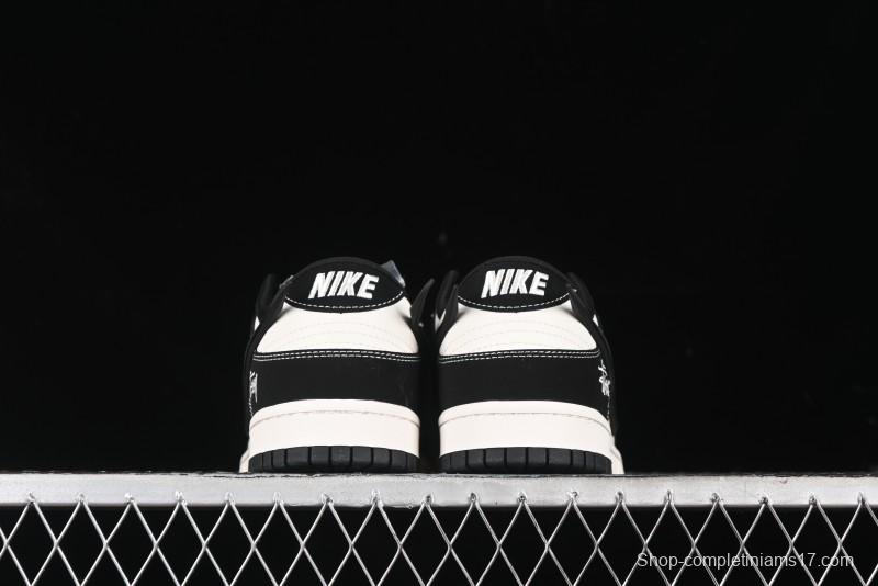 Nike SB Dunk Low x AMBUSH x Stussy Collaboration - Black Stitch Anniversary Custom Low-Top Casual Sneakers - XX2025-358