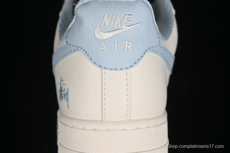 Nike Air Force 1 '07 Low Stussy Collaboration - Off White Elegant Blue Low-Top Casual Sneakers - XZ3328-002