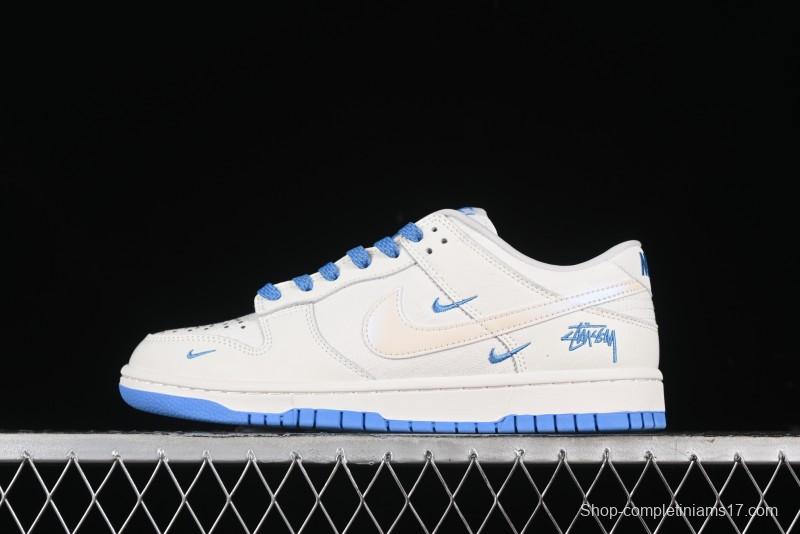 Nike SB Dunk Low Stussy Series - Woven Colorful White Swoosh Anniversary Custom Low-Top Casual Skate Shoes - KK1888-014