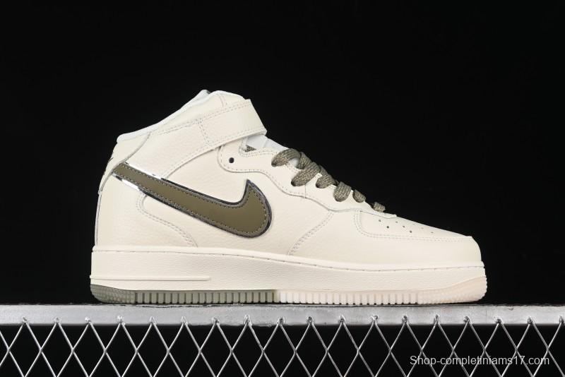 Nike Air Force 1 '07 Mid Military Green Dual-Color Sole Starlight Retro Sneakers - XL0236-231