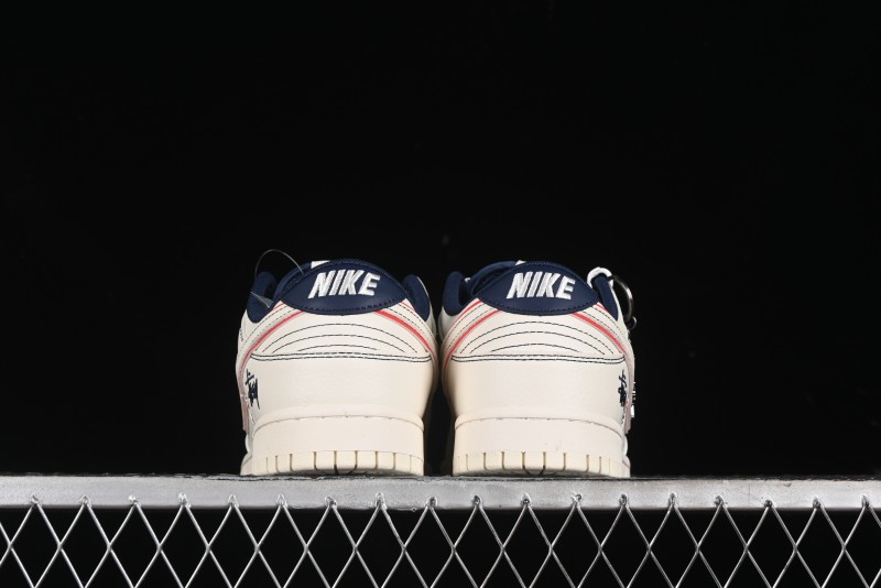 Nike SB Dunk Low Stussy Collaboration - Black Red Bunny Anniversary Custom Low-Top Casual Sneakers - XY1688-012