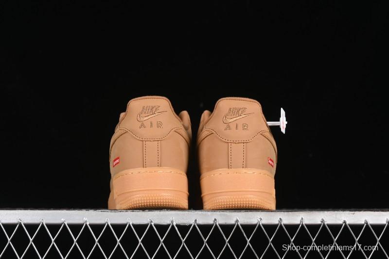 Nike Supreme x Air Force 1 Low Casual Sneakers in Wheat Suede with Full-Length Air Cushion - DN1555-200