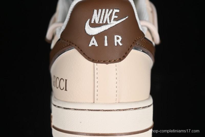 Nike Air Force 1 '07 Low Gucci Collaboration - Brown Coffee Drawstring Low-Top Casual Sneakers - SJ1198-400