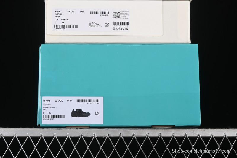 Alexander McQueen Flexion Retro Sneakers in Black with Diamond Grain Calfskin - 8.F6