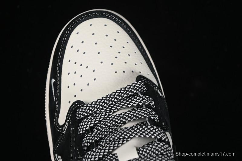 Nike Travis Scott x Fragment Design x Air Jordan 1 Low OG SP AJ1 Supreme Stussy Collaboration - Red Tab Black Warrior Low Top Casual Sneakers - SJ2068-124